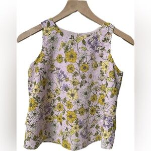 LOFT Floral Pattern Women’s Sleeveless Blouse - Petite XS (XSP)